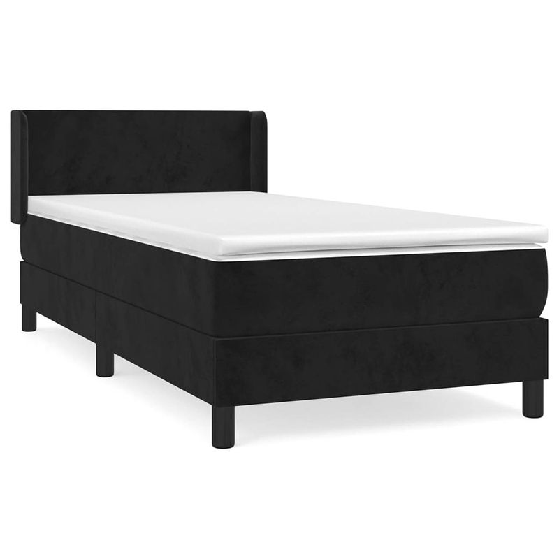 Foto van The living store boxspringbed - zwart fluwelen bed met verstelbaar hoofdbord - pocketvering matras en huidvriendelijk