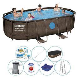 Foto van Bestway power steel swim vista ovaal 427x250x100 cm - zwembad combi deal