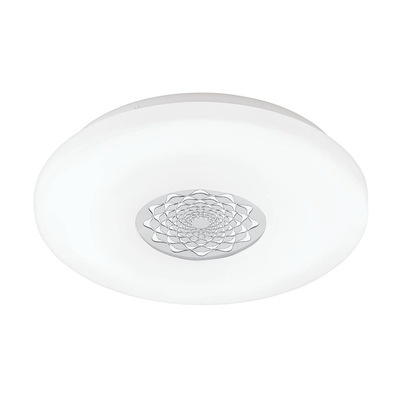 Foto van Eglo capasso 1 - wand/plafondlamp - 1 lichts - ø340mm. - wit, chroom