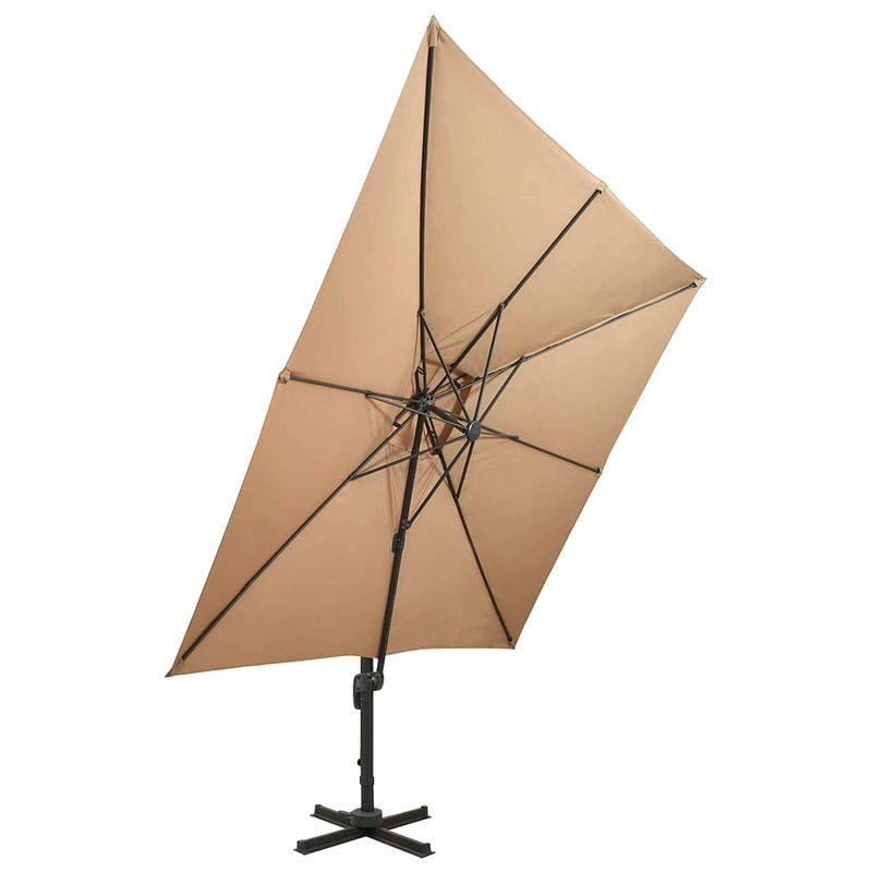 Foto van The living store tuinparasol - 300 x 300 x 258 cm - taupe - uv-beschermend polyester - aluminium paal - inclusief