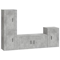 Foto van The living store tv-meubelset - betongrijs - 1x 100x34.5x40cm 3x 40x34.5x60cm