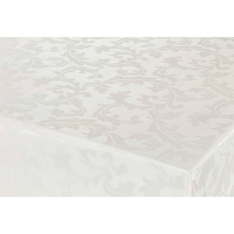 Foto van Tafelzeil/tafelkleed damast ivoor witte barok krullen print 140 x 180 cm - tafelzeilen