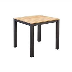 Foto van Yoi - arashi dining table 76x76cm. alu dark grey/teak