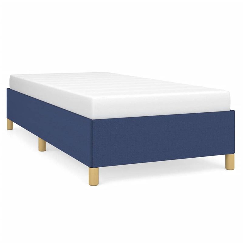 Foto van The living store bedframe blauw - 203 x 83 x 35 cm - stof en multiplex