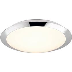 Foto van Led plafondlamp - badkamerlamp - trion hambert - 12w - natuurlijk wit 4000k - spatwaterdicht ip44 - rond - mat chroom -