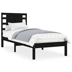 Foto van The living store bedframe grenenhout - 205.5 x 106 x 100 cm - zwart