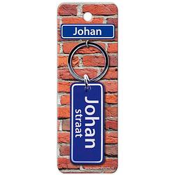 Foto van Paper dreams sleutelhanger straatnaam johan 9 cm staal blauw