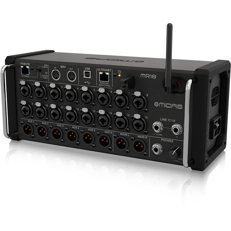 Foto van Midas mr18 18-input digitale mixer voor ipad/android tablets