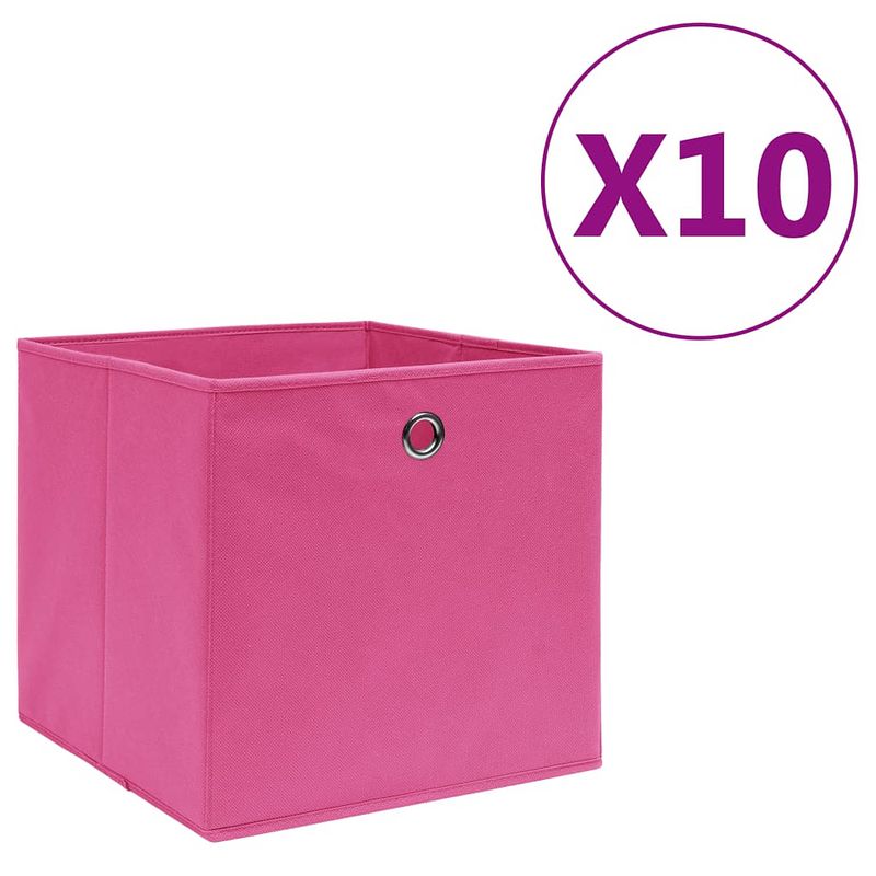 Foto van Vidaxl opbergboxen 10 st 28x28x28 cm nonwoven stof roze