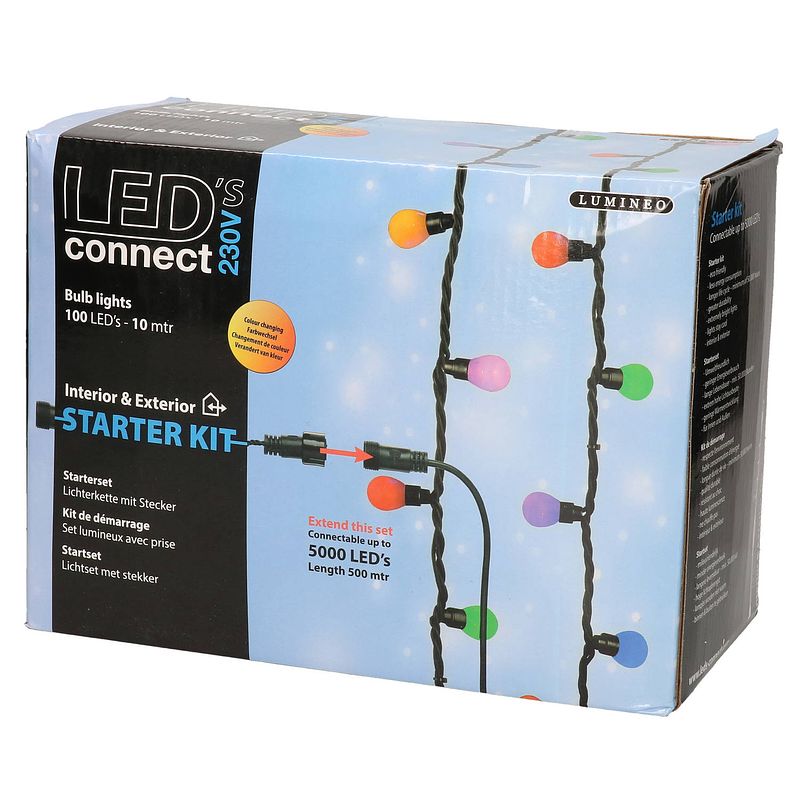 Foto van Led connect kerstverlichting gekleurd buiten 100 lampjes - kerstverlichting lichtgordijn