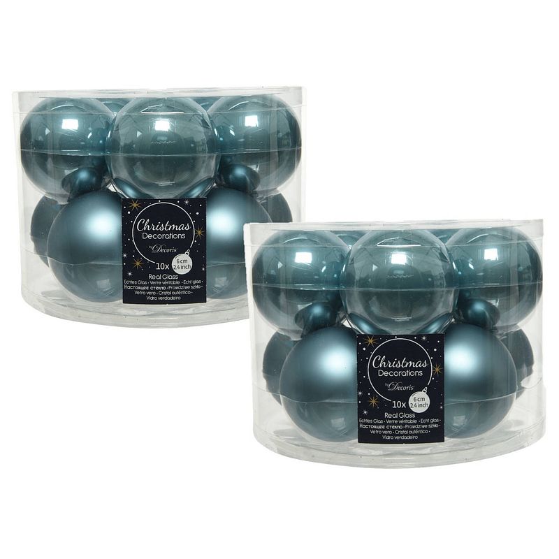 Foto van 20x stuks glazen kerstballen ijsblauw (blue dawn) 6 cm mat/glans - kerstbal