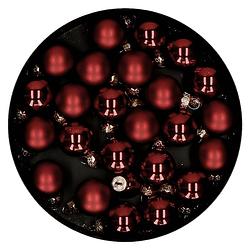 Foto van Othmar decorations mini kerstballen van glas - 24x - donkerrood - 2,5 cm - kerstbal
