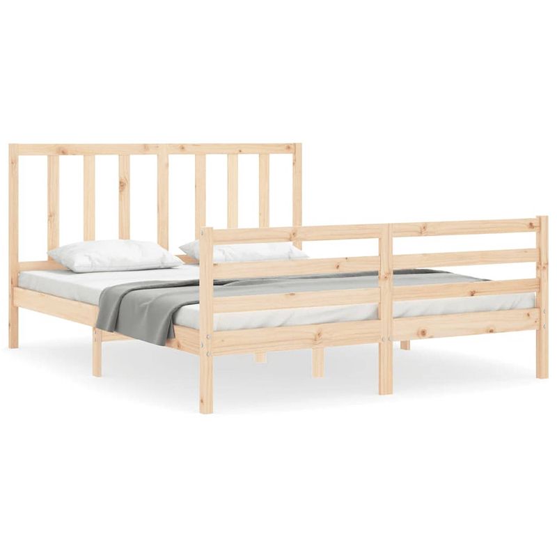 Foto van The living store massief grenen bedframe - 205.5 x 155.5 x 100 cm - multiplex lattenbodem