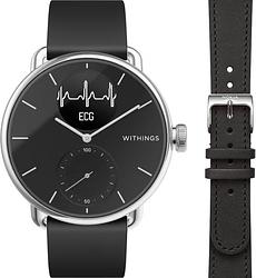 Foto van Withings scanwatch zwart 38 mm + withings leren bandje zwart 18mm