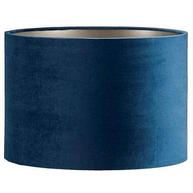 Foto van Kap cilinder - blauw velours - ø30x21 cm - leen bakker