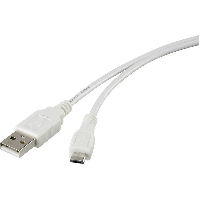 Foto van Renkforce usb-kabel usb 2.0 usb-a stekker, usb-micro-b stekker 1.00 m wit vergulde steekcontacten rf-4094754