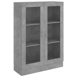 Foto van The living store vitrinekast - betongrijs - 82.5 x 30.5 x 115 cm - spaanplaat en glas