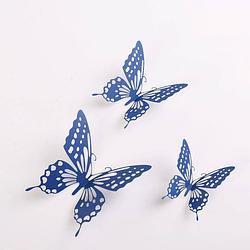 Foto van Cake topper decoratie vlinders of muur decoratie met plakkers 12 stuks blauw - 3d vlinders - vl-04
