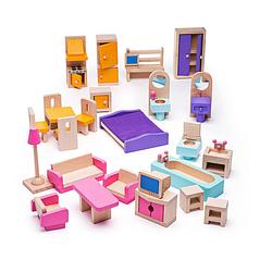 Foto van Bigjigs houten poppenhuis meubels doll furniture set