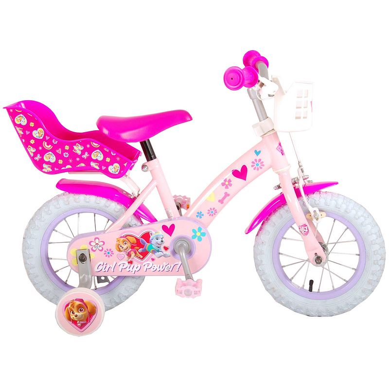 Foto van Volare meisjesfiets paw patrol girl pup 12 inch 21,5 cm meisjes terugtraprem roze