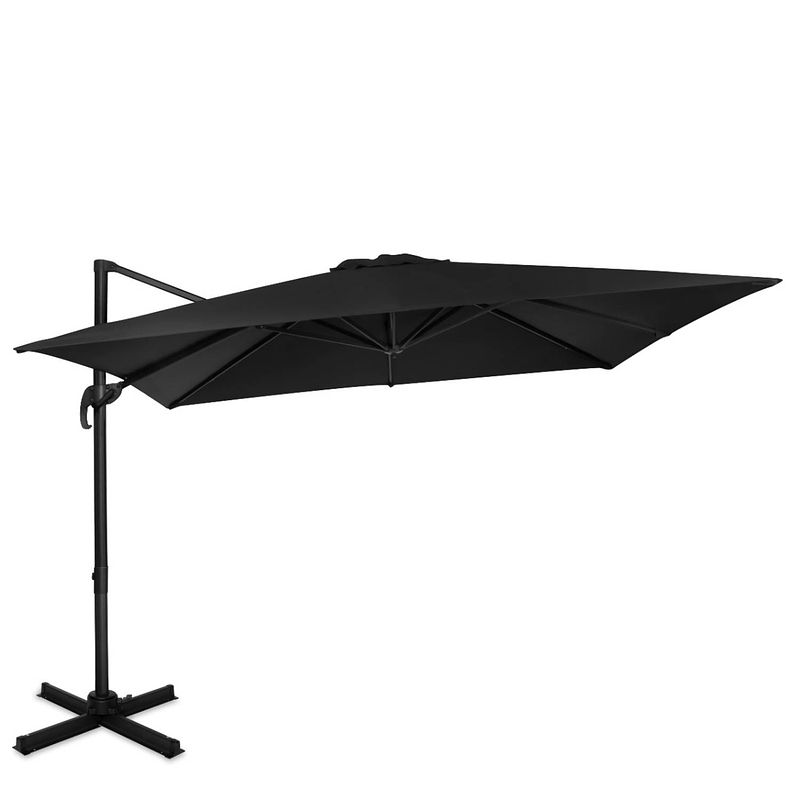 Foto van Vonroc zweefparasol pisogne 300x300m - draai en kantelbaar - uv werend - zwart - incl. beschermhoes