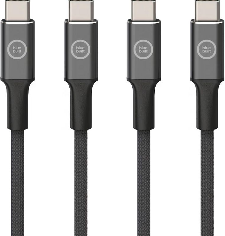 Foto van Bluebuilt usb c naar usb c kabel 100w 1,5m nylon zwart duo pack