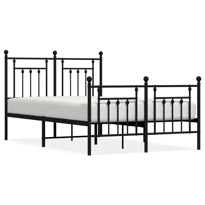 Foto van The living store bedframe klassiek - metaal - 207x125x97 cm - zwart