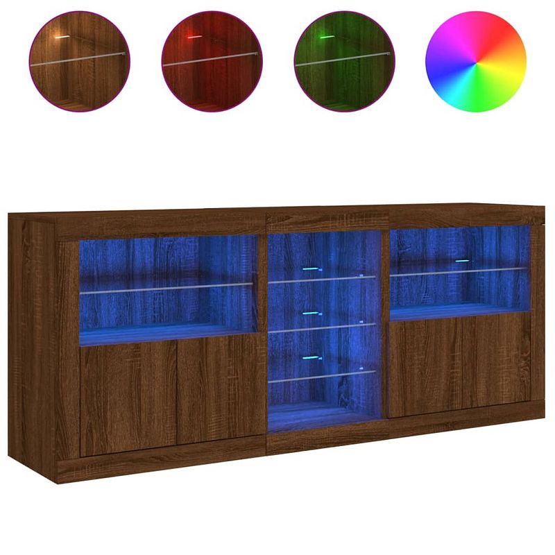 Foto van Vidaxl dressoir met led-verlichting 181,5x37x67 cm bruineikenkleurig