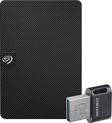 Foto van Seagate expansion portable 1tb + samsung fit plus usb 64gb