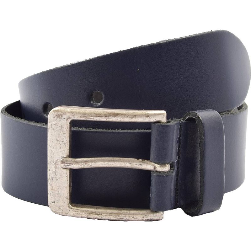 Foto van Kinderriem - riemen - navy blauw - 4 cm - unisex - 100% leren - leder - riem maat 75