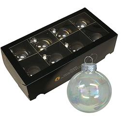 Foto van Kerstballen van glas - 8x - transparant parelmoer -8 cm -milieubewust - kerstbal