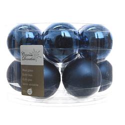 Foto van 3 stuks kerstbal glas glans-mat diameter 5cm nacht blauw ksd