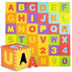 Foto van Speelmat speelmat foam puzzelmat 36 stukken letters & cijfers 172 x 172 cm multicolor