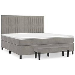 Foto van The living store bedframe luxe - lichtgrijs - 203 x 160 x 118/128 cm - zacht fluweel