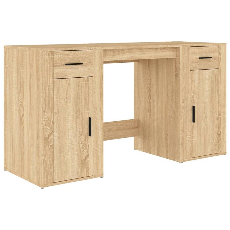 Foto van The living store bureau en kast - sonoma eiken - 100x49x75 cm - duurzaam bewerkt hout - met opbergruimte - praktische