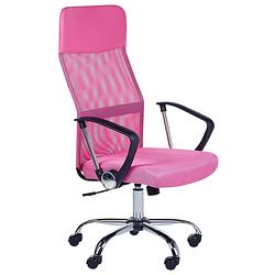 Foto van Beliani design - bureaustoel-roze-mesh
