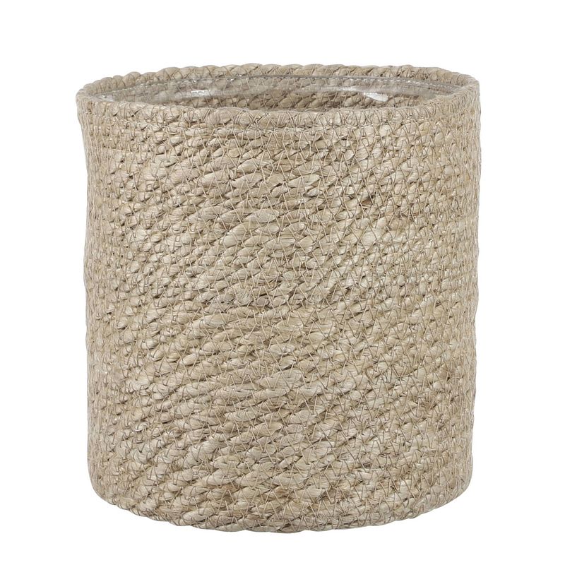 Foto van Naturel rotan planten pot mand van gedraaid jute/riet h18 en d18 cm - plantenpotten