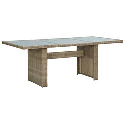 Foto van Vidaxl tuintafel 200x100x74 cm glas en poly rattan bruin