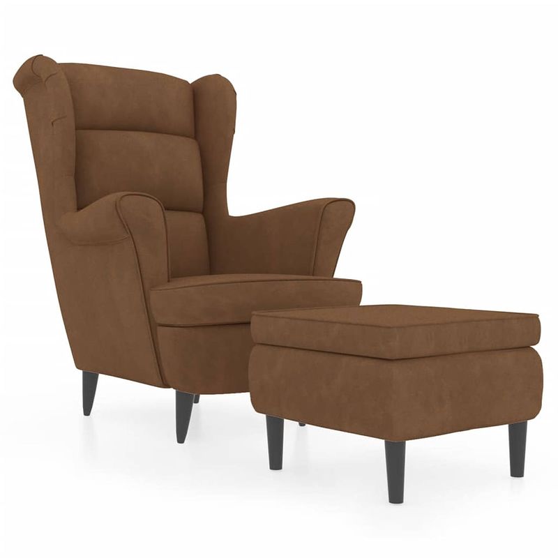 Foto van The living store armstoel fauteuil - 81 x 90 x 96.5 cm - brown velvet