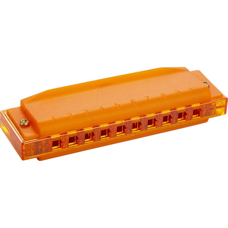 Foto van Hohner translucent harp c diatonische mondharmonica oranje