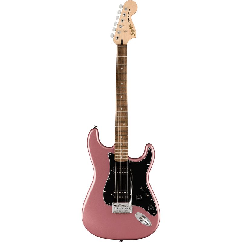 Foto van Squier affinity series stratocaster hh il burgundy mist elektrische gitaren