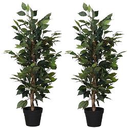 Foto van 2x kunstplanten ficus groen 95 cm - kunstplanten