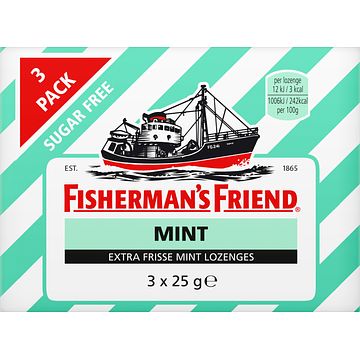 Foto van Fisherman's friend mint suikervrij 3 pack 3 x 25g bij jumbo