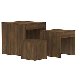 Foto van Vidaxl 3-delige tafeltjesset bewerkt hout bruineikenkleurig