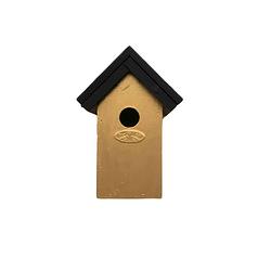 Foto van Houten vogelhuisje/nestkastje 22 cm - zwart/goud dhz schilderen pakket - vogelhuisjes