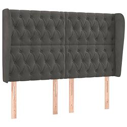 Foto van The living store hoofdbord bed - 147 x 23 x 118/128 cm - fluweel - donkergrijs