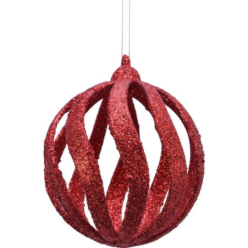 Foto van Kerstboomversiering 12x kerstballen rood glitter 8 cm - kerstbal