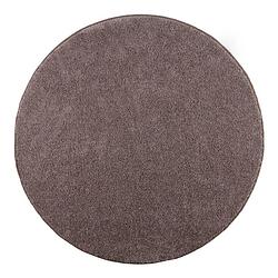 Foto van Hoogpolig rond vloerkleed taupe - shaggy collection-[afmetingen:ø160 cm rond]-[afmetingen:160 ø - (m)]