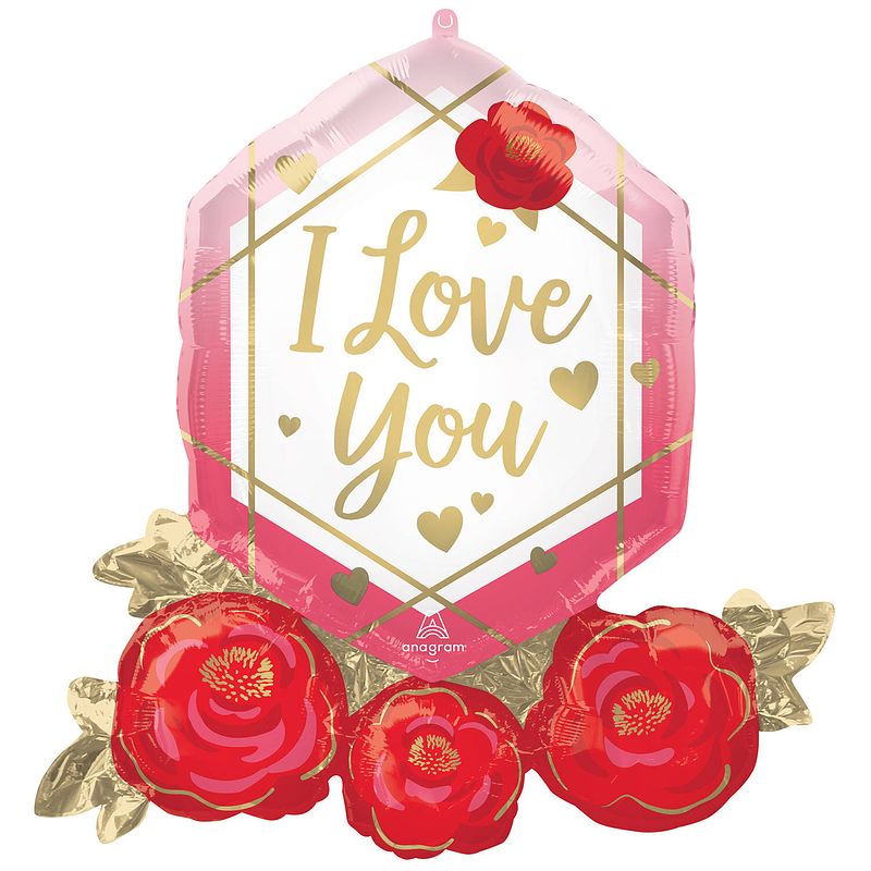 Foto van Anagram folieballon i love you 76 x 71 cm rood/roze/goud