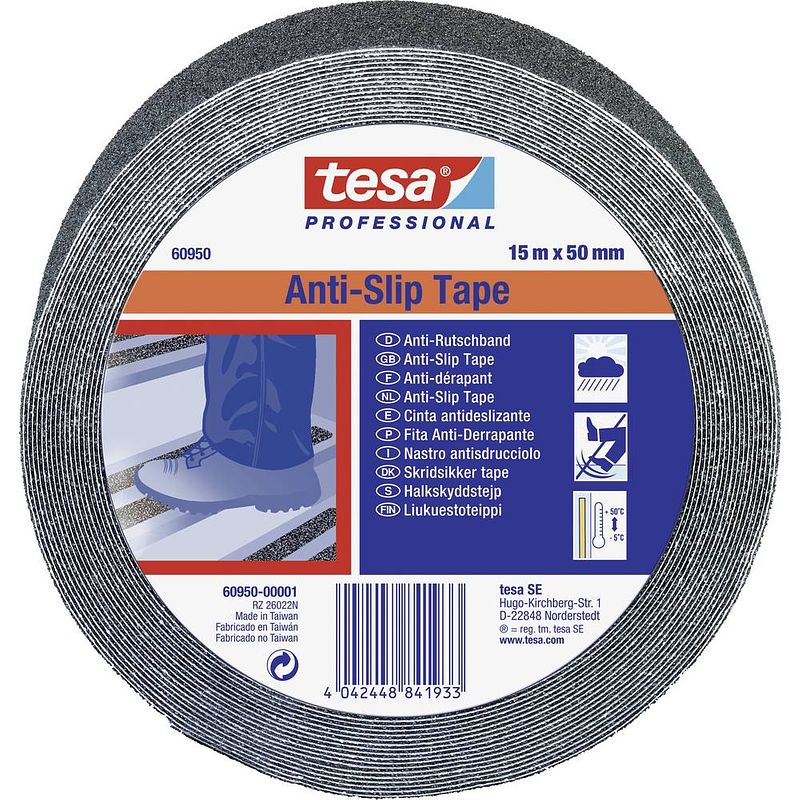 Foto van Tesa 60950-00001-00 anti-sliptape tesa professional zwart (l x b) 15 m x 50 mm 1 stuk(s)